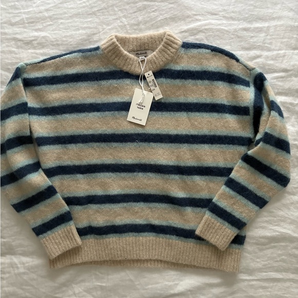 NWT Madewell Blue and Cream Striped Sweater - Picture 2 of 10